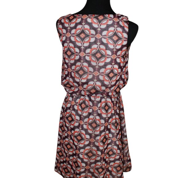 SALE BANANA REPUBLIC SLEEVELESS LIGHTWEIGHT GEOMETRIC ORANGE PURPLE TANK 4 EUC - Picture 6 of 9